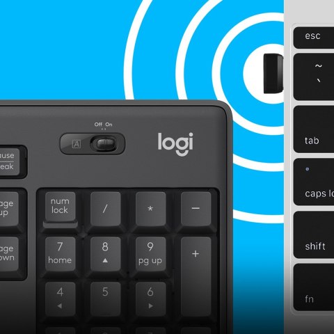 Logitech MK295 Silent Wireless Combo klawiatura Dołączona myszka Biuro USB QWERTY Amerykański międzynarodowy Grafitowy