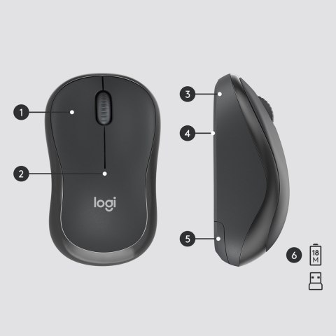 Logitech MK295 Silent Wireless Combo klawiatura Dołączona myszka Biuro USB QWERTY Amerykański międzynarodowy Grafitowy