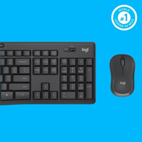 Logitech MK295 Silent Wireless Combo klawiatura Dołączona myszka Biuro USB QWERTY Amerykański międzynarodowy Grafitowy