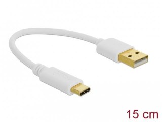 Kabel Delock USB-C - USB-A M/M 2.0 0,15m biały