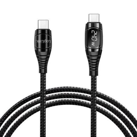 Kabel USB 2.0 LogiLink CU0181 USB-C - USB-C, M/M, z wyświetlaczem, czarny, 1m