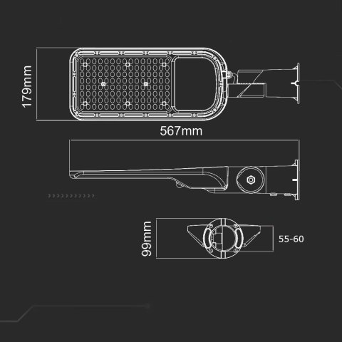 Oprawa Uliczna LED V-TAC SAMSUNG CHIP z regulacją 100W 120Lm/W VT-139ST 6500K 11000lm