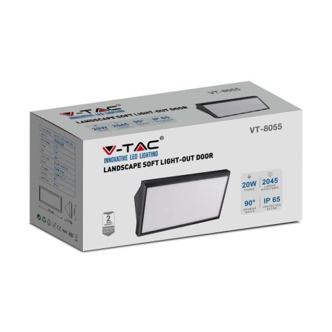 Oprawa ścienna LED V-TAC VT-8055 20W IP65 4000K 2045lm (SKU 6811) Czarny