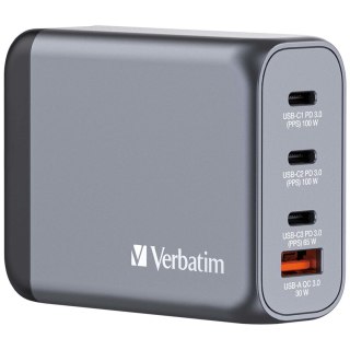 Ładowarka sieciowa Verbatim GaN GNC-100 4-PORT 100W/USB A/C (EU/UK/US)