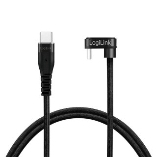 Kabel USB 2.0 LogiLink CU0190 USB-C - USB-C, M/M, kątowy, czarny, 1m