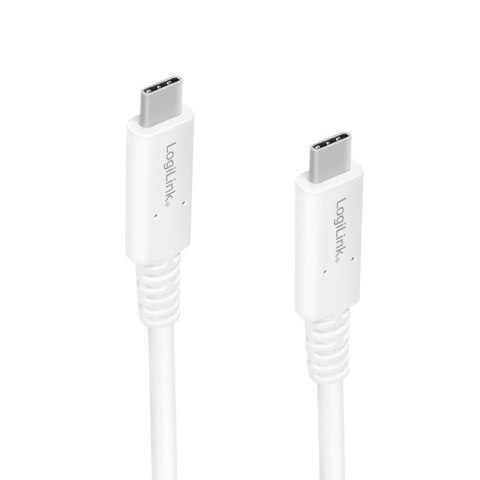 Kabel USB 4 Gen3x2 LogiLink CU0180 USB-C - USB-C, M/M, biały, 0,8m