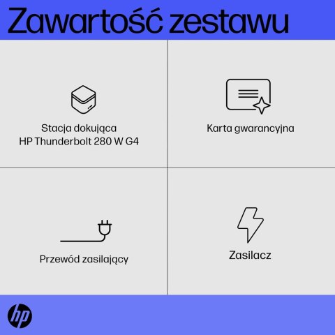 Stacja dokująca + zasilacz HP Thunderbolt Dock G4 280W z przewodem combo czarna 4J0G4AA