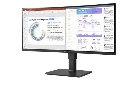 LG 34BQ77QC-B monitor komputerowy 86,4 cm (34") 3440 x 1440 px UltraWide Dual Quad HD LCD Czarny