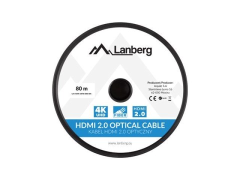 LANBERG KABEL HDMI M/M V2.0 80M OPTYCZNY AOC CA-HDMI-20FB-0800-BK