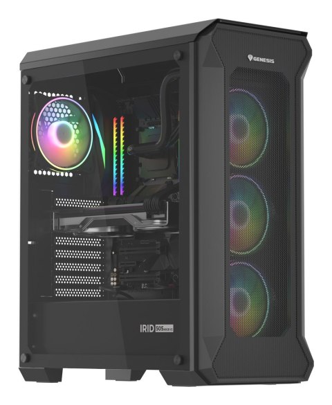 Obudowa NATEC Genesis Irid 505 ARGB NPC-1518 (ATX. Micro ATX. Mini ITX; kolor czarny)