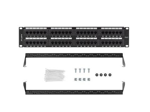 LANBERG PATCH PANEL 48 PORT 2U KAT.6 CZARNY PPU6-2048-B