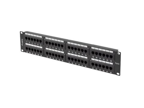 LANBERG PATCH PANEL 48 PORT 2U KAT.6 CZARNY PPU6-2048-B