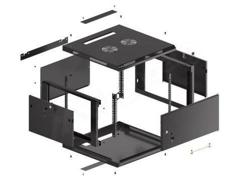 LANBERG SZAFA WISZĄCA RACK 19" 6U 600X600 DRZWI METALOWE CZARNA (FLAT PACK) WF01-6606-00B