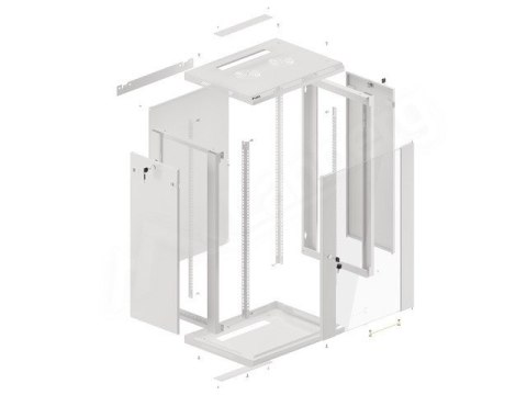 Szafa rack Lanberg WF01-6418-10S (18U; 901mm / 600mm / 450 mm; wisząca; Szklane; 19''; kolor szary)