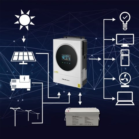 QOLTEC INWERTER SOLARNY OFF-GRID 4KVA | 4KW | 120A | MPPT | LCD | WI-FI | BMS | SINUS