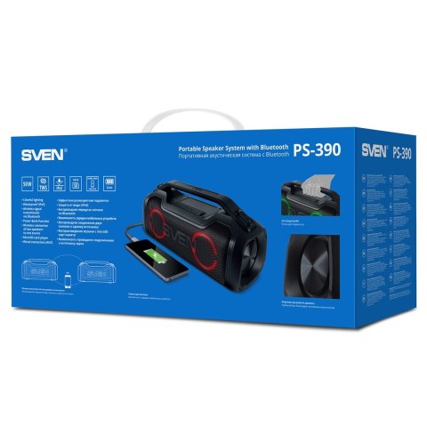 SVEN PS-390 bezprzewodowy, przenośny głośnik bluetooth 50W, IPx5, RGB