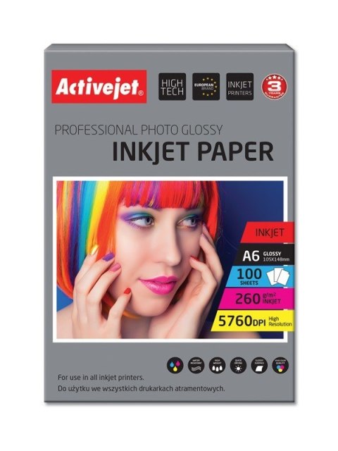 Papier błyszczący Activejet AP6-260GR100 (A6; 100 szt.)