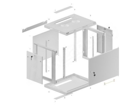 LANBERG SZAFA WISZĄCA RACK 19" 9U 600X450 DRZWI METALOWE SZARA (FLAT PACK) WF01-6409-00S