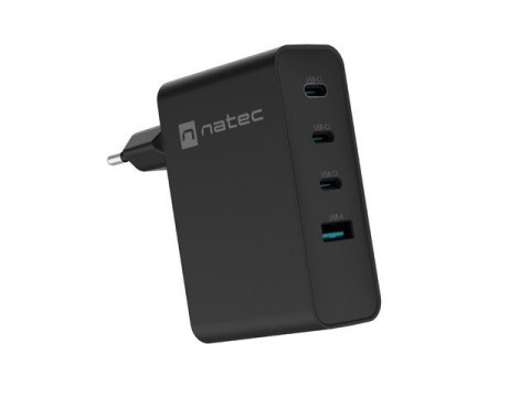 ŁADOWARKA SIECIOWA NATEC RIBERA GAN 3X USB-C + 1X USB-A 100W CZARNA