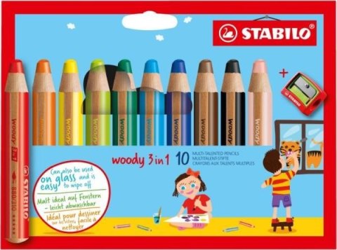 Kredki 10 kolorów STABILO woody 3 w 1 etui z temperówką 880/10-2