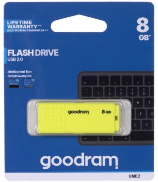 Pendrive GOODRAM UME2 8 GB Żółty (8 GB /USB 2.0 /Żółty )