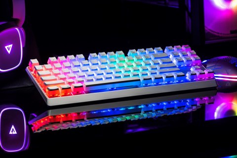 Klawiatura mechaniczna RGB Modecom Volcano Lanparty Pudding (Outemu Blue), biała