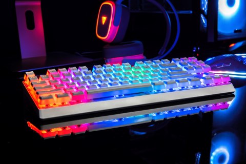 Klawiatura mechaniczna RGB Modecom Volcano Lanparty Pudding (Outemu Brown), biała