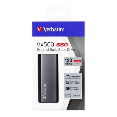 VERBATIM DYSK ZEWNĘTRZNY SSD VX500 120GB USB-C 3.1 47441