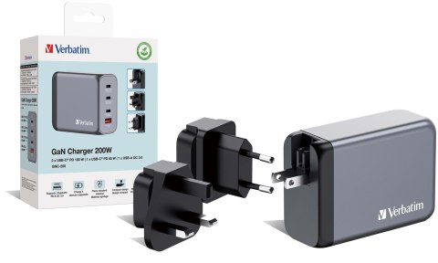 GNC-200 GAN CHARGER 4 PORT 200W/USB A/C (EU/UK/US)