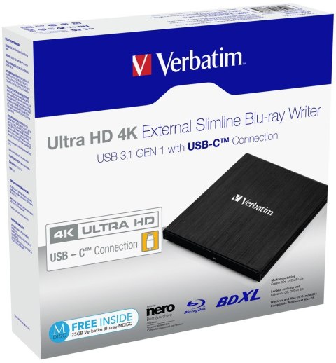 VERBATIM NAPĘD ZEWNĘTRZNY BLU-RAY X6 ULTRA HD 4K USB-C 3.1 43888