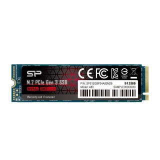 Dysk SSD Silicon Power A80 512GB M.2 PCIe NVMe Gen3x4 TLC 3400/2300 MB/s (SP512GBP34A80M28)