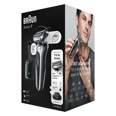 Braun Series 7 71-S7200c Golarka foliowa Przycinarka Czarny, Srebrny