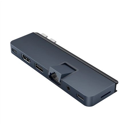 HYPER DUO PRO 7-in-2 USB-C Hub USB Type-C 104 Mbit/s Szary