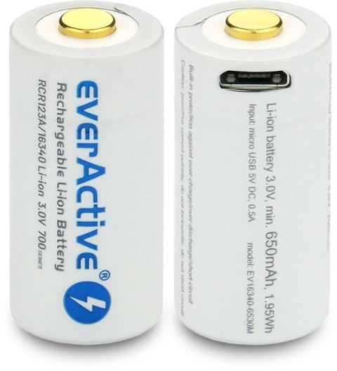 Akumulatorek 16340 / R-CR123 3V everActive 700mAh (1 szt.) z zabezpieczeniem