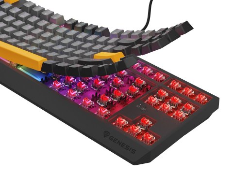 GENESIS Thor 230 TKL klawiatura Gaming USB + RF Wireless + Bluetooth QWERTY Czarny, Szary, Pomarańczowy