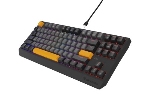 GENESIS Thor 230 TKL klawiatura Gaming USB + RF Wireless + Bluetooth QWERTY Czarny, Szary, Pomarańczowy