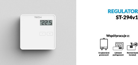 Przewodowy dwustanowy regulator pokojowy biały ST-294v1 Tech sterowniki