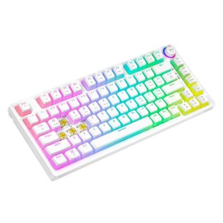 Klawiatura bezprzewodowa SAVIO PHENIX WHITE Gateron Yellow, Pudding, mechaniczna