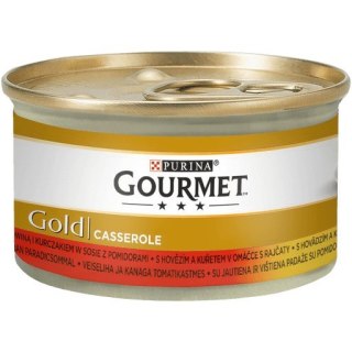 GOURMET GOLD Wołowina z kurczakiem mix kawałków na parze i w sosie 85g