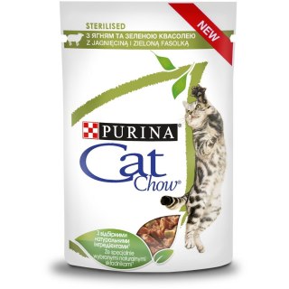 Purina Cat Chow Sterilised jagnięciną i zieloną fasolką w sosie 85g