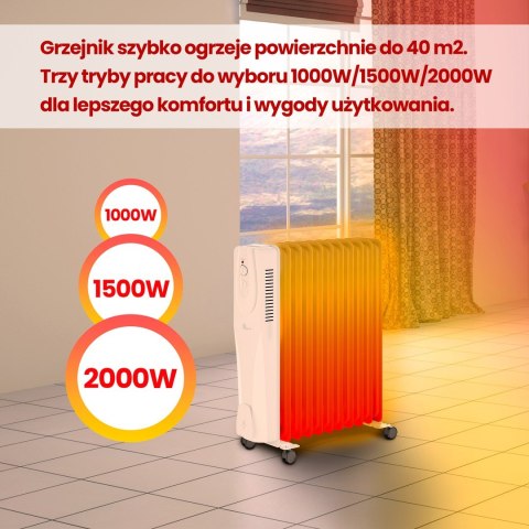 Extralink NY-25W1 | Elektryczny grzejnik olejowy | 2500W, 11 żeberek