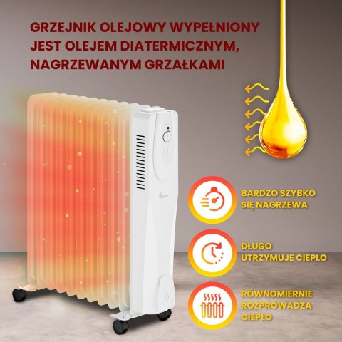 Extralink NY-25W1 | Elektryczny grzejnik olejowy | 2500W, 11 żeberek