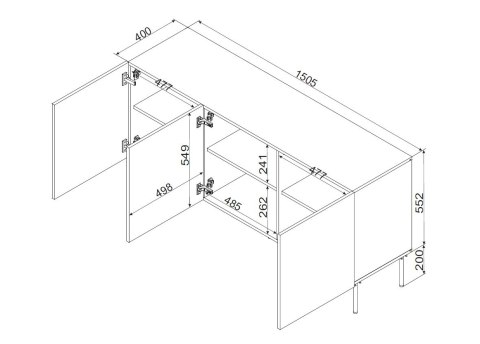 Komoda 3D PALAZZO BIS 151x40x75 czarny mat