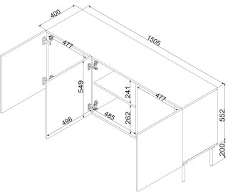 Komoda SIENA 150,5x40x75 czarny mat