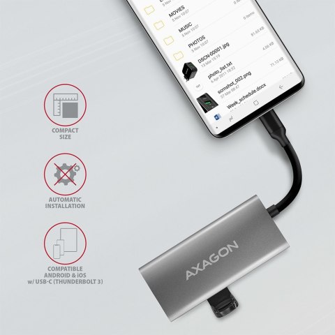 Axagon HMC-4G2 huby i koncentratory USB 3.2 Gen 2 (3.1 Gen 2) Type-C 10000 Mbit/s Szary