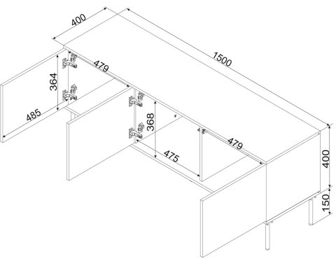 Szafka RTV 3D TRESSE 150x40x55 kaszmir mat