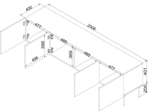 Szafka RTV SIENA 200x40x60 czarny mat