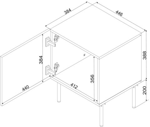 Szafka nocna 2sz PALAZZO BIS 45x39xH59 czarny mat