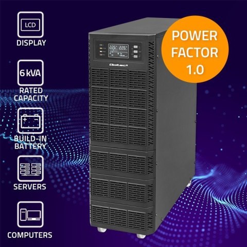 QOLTEC ZASILACZ AWARYJNY UPS 6KVA | 6000W | POWER FACTOR 1.0 | LCD | EPO | USB | ON-LINE