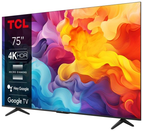 Telewizor TCL 75P655 LED 75" 4K Ultra HD Google TV Dolby Audio DVB-T2 Czarny